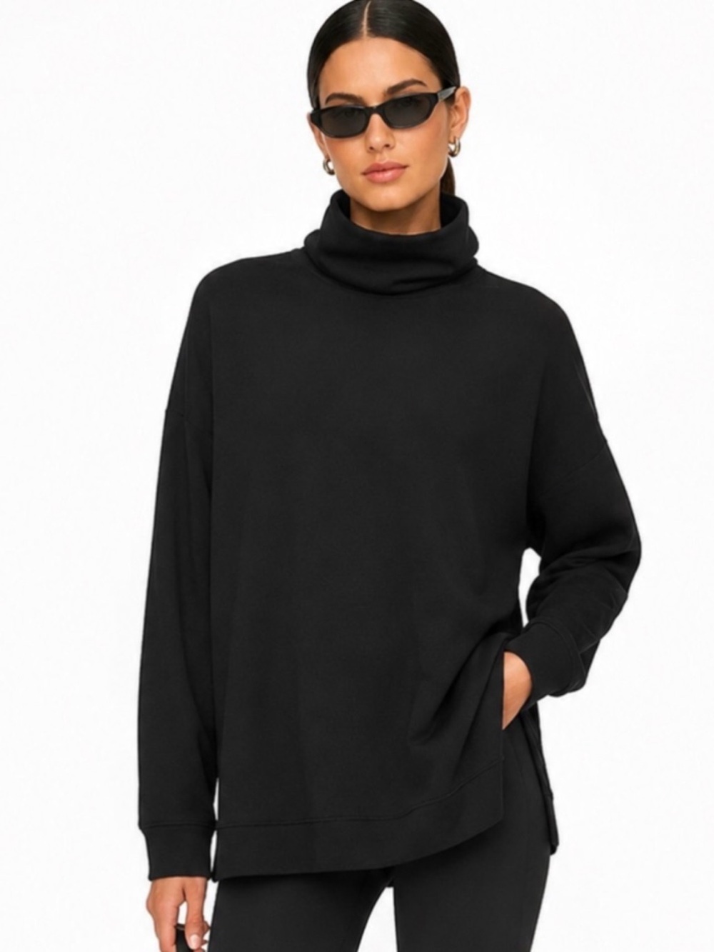 SPANX Turtleneck Oversized Women's Sweater Small in Black Athleisure Luxe